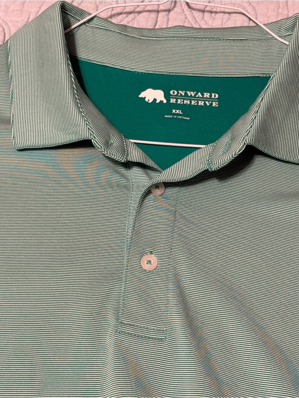 Onward Reserve Men's Green Stripe Polo Shirt